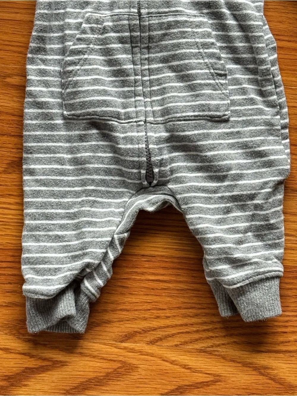 Carter's Gray & White Striped Hooded One-Piece with Blue Lining
